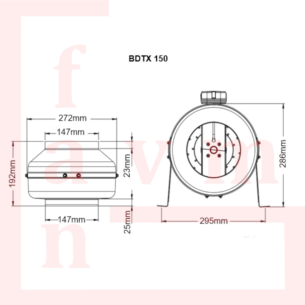 BVN Bahçıvan BDTX 150 B Sac Gövdeli 15 cm 420 m³ h Yuvarlak Kanal Fanı